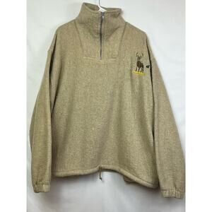 Vintage Earth Ragz Men's XL Cream Embroidered 1/4 Zip Long Sleeve sherpa Jacket